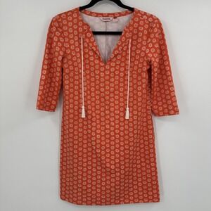 Persifor Dress Womens Small Orange Shell V-Neck 3/4‎ Sleeve Stretch Made USA